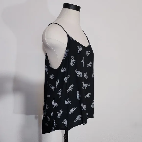No Boundaries Top Elephants Spaghatti Strap Black Plus Size XXL - Picture 3 of 11